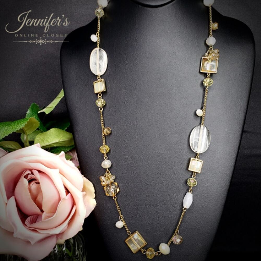 3/$25 Mixed Glass Beaded and Gold Tone Chain Necklace - Picture 3 of 10